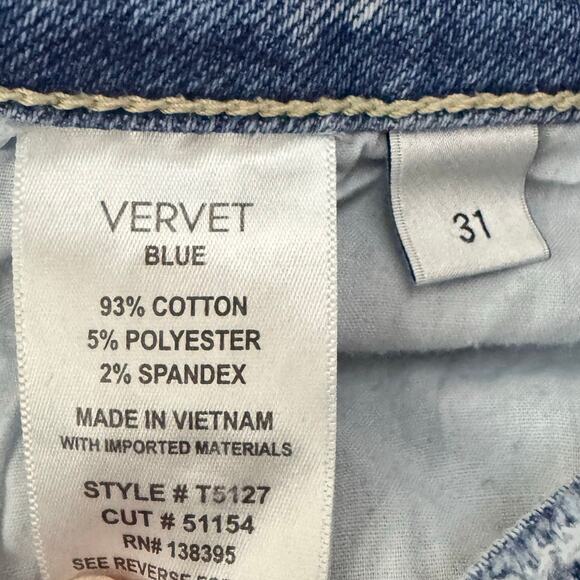 Vervet Blue High Rise Distressed Skinny Jeans Size 31 Button Fly Frayed Hem - Picture 4 of 6